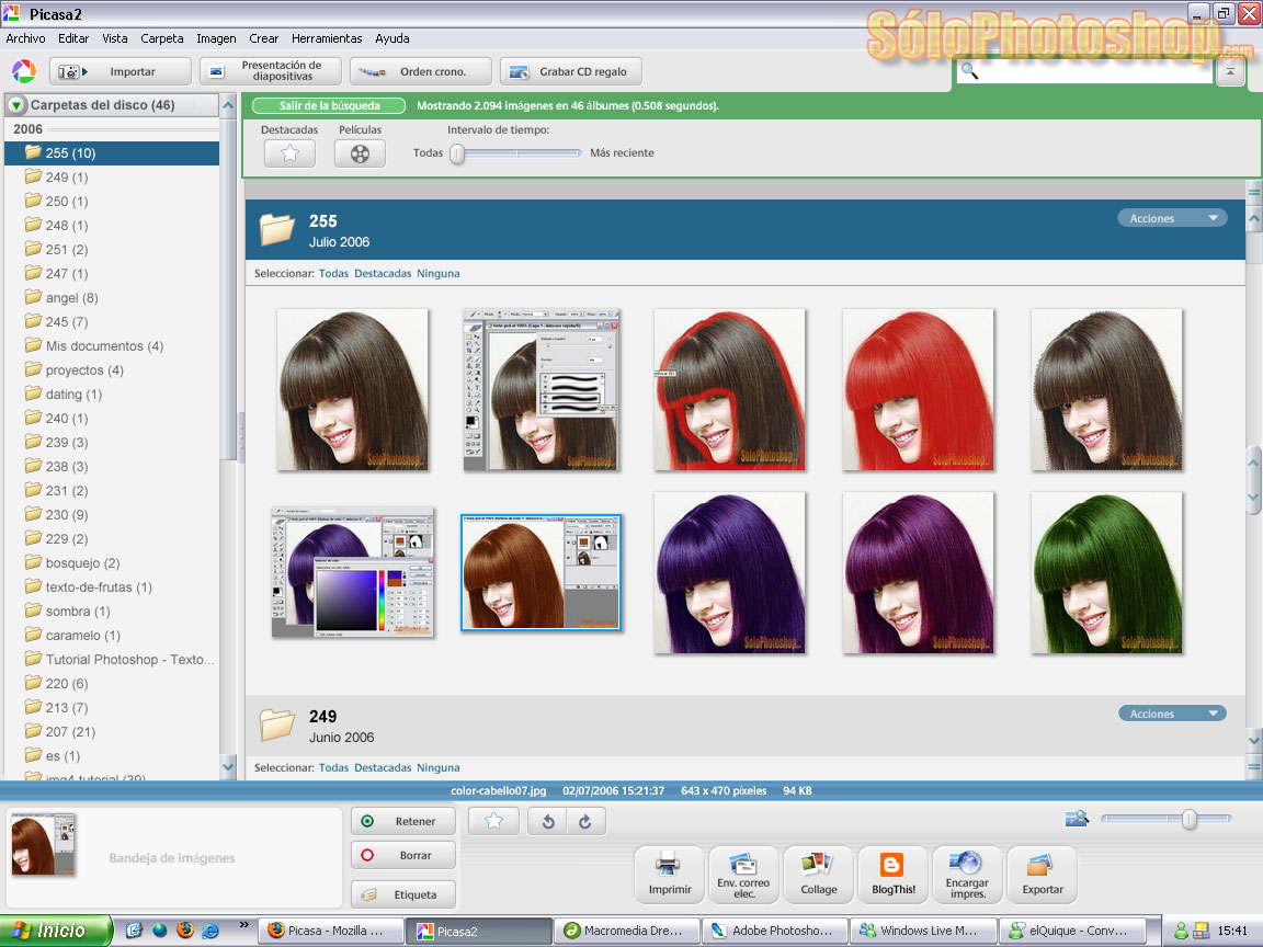 Picasa2: Organizar, buscar, corregir y hasta editar im�genes.