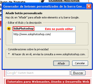 B�squeda Personalizada con la Barra Google. SoloPhotoshop.com